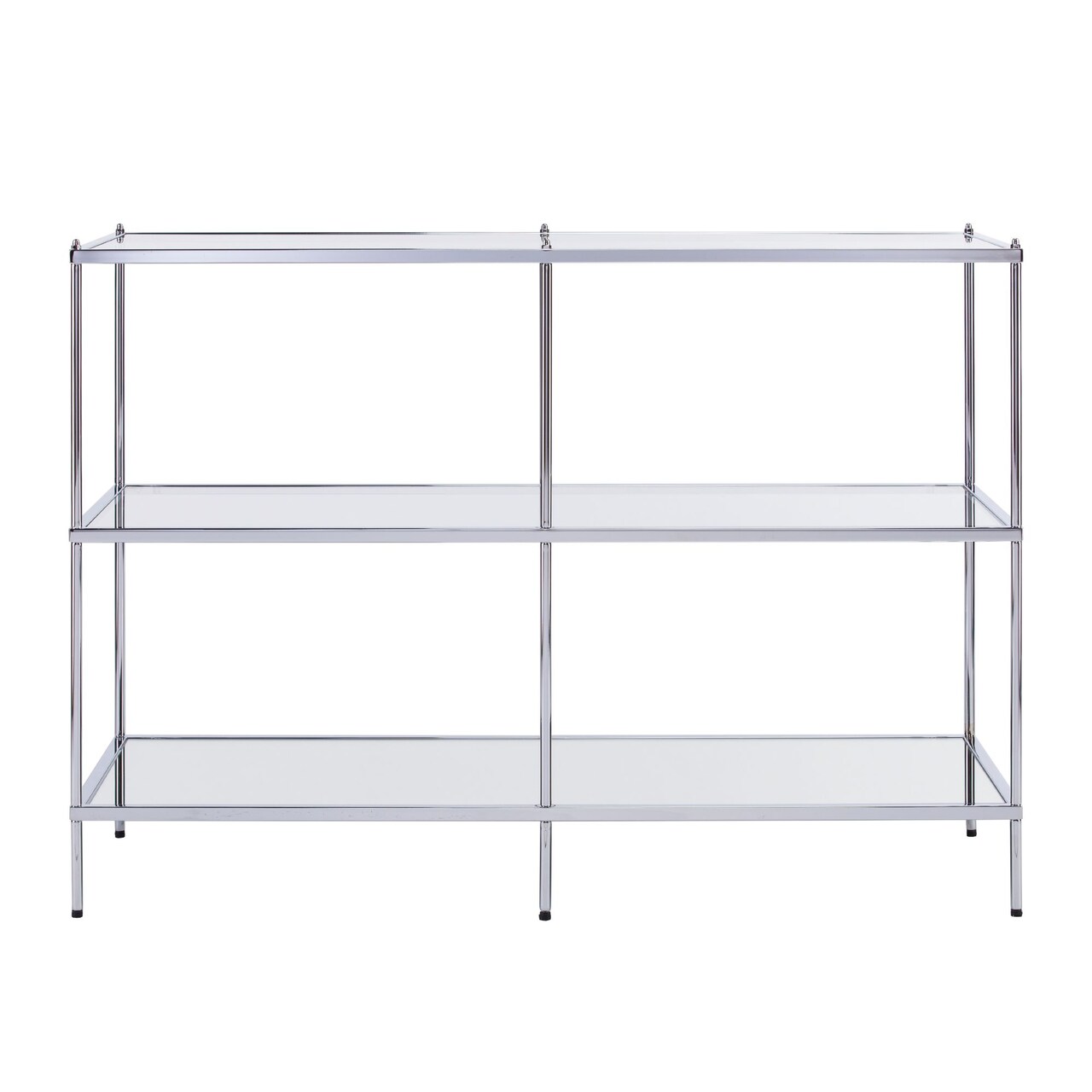 Southern Enterprises 42" Clear and Silver Contemporary Console Table with Shelves